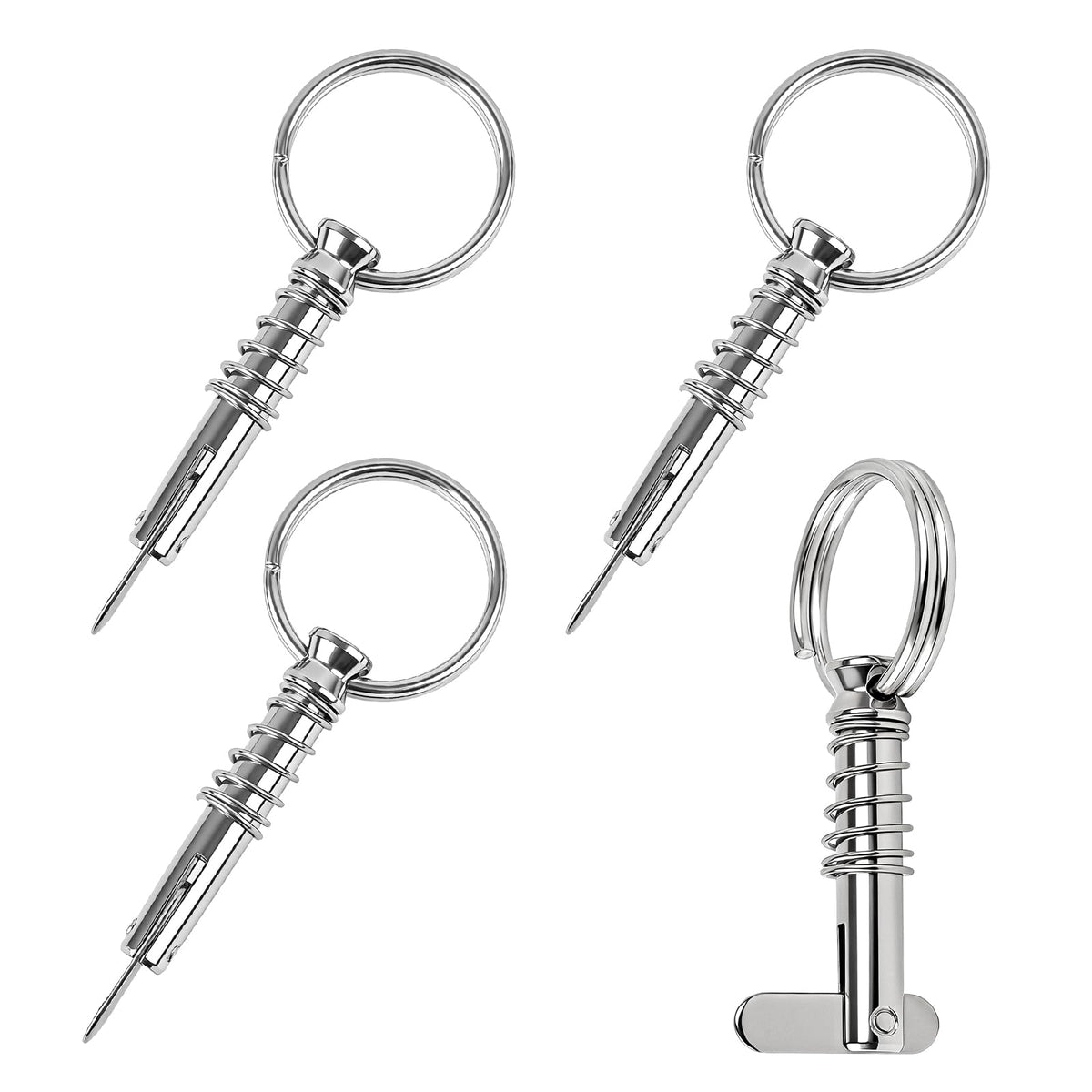 Pyntrax 4-Pack Quick Release Pins (1/4” Diameter) with Drop Cam & Spring - 0.86” Usable Length, Full 316 Stainless Steel Marine Hardware for Bimini Top, Boat & Pontoon