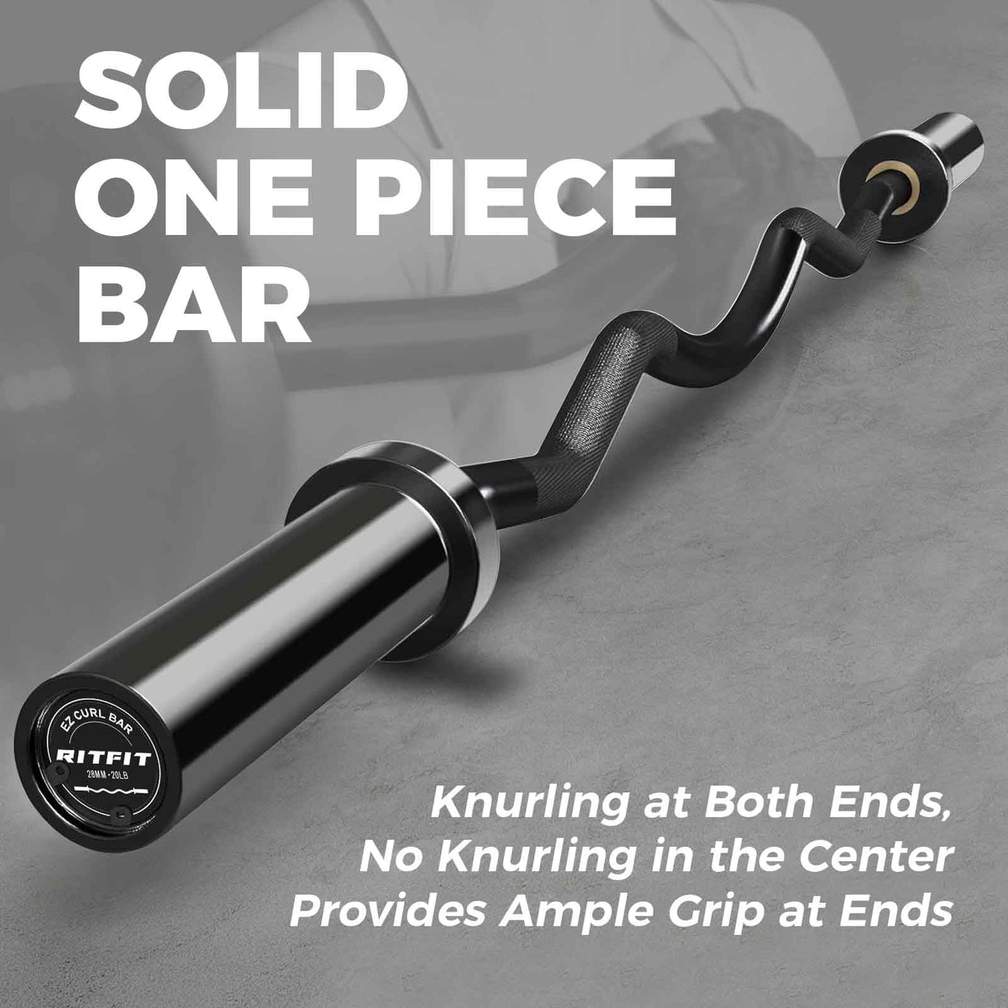 RitFit 2 Inch EZ Curl Bar with Weights, 350LBS Capacity Olympic Barbell for Bicep & Triceps, Home Gym Strength Training,Black with 35LBweights
