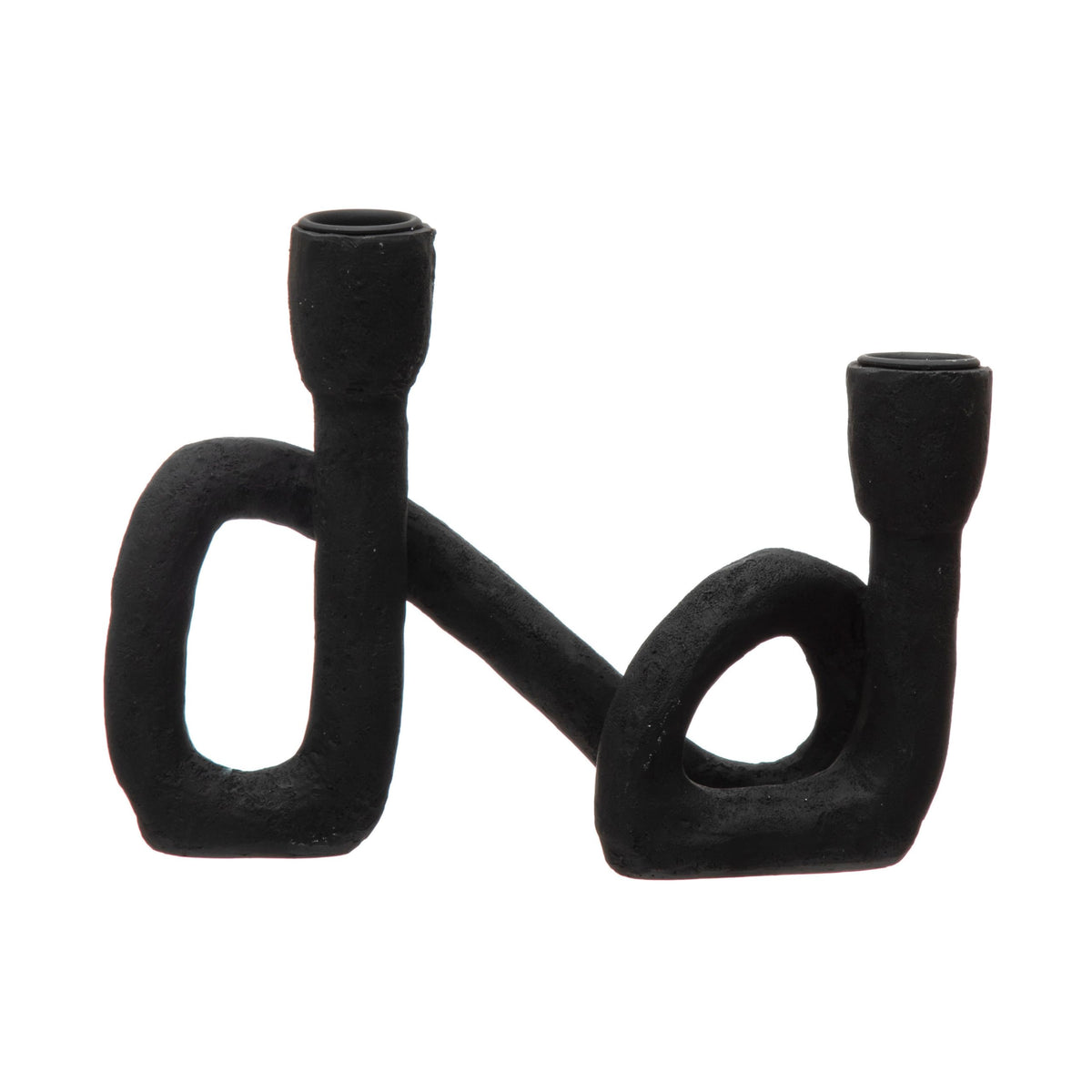 Bloomingville Decorative Resin Double Taper Candle Holder, Black