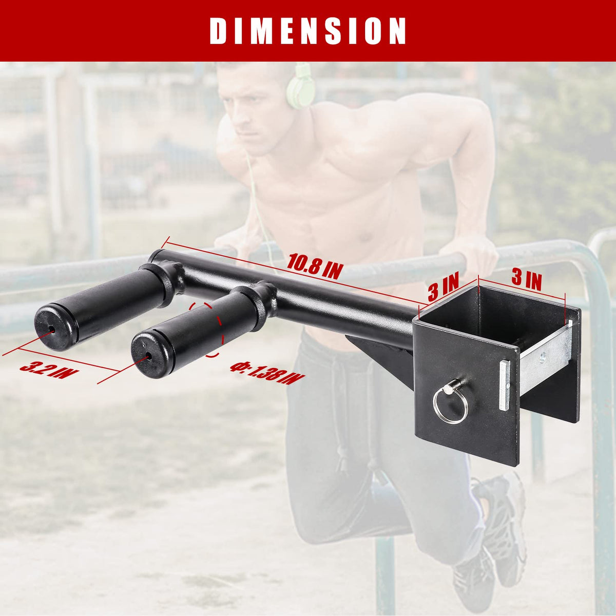 SYL Fitness Dip Bar Attachments for 2" x 2" or 3" x 3" Power Rack - Narrow & Wide Dips Double Handles (Patent Pending) (For 3" x 3" Rack)