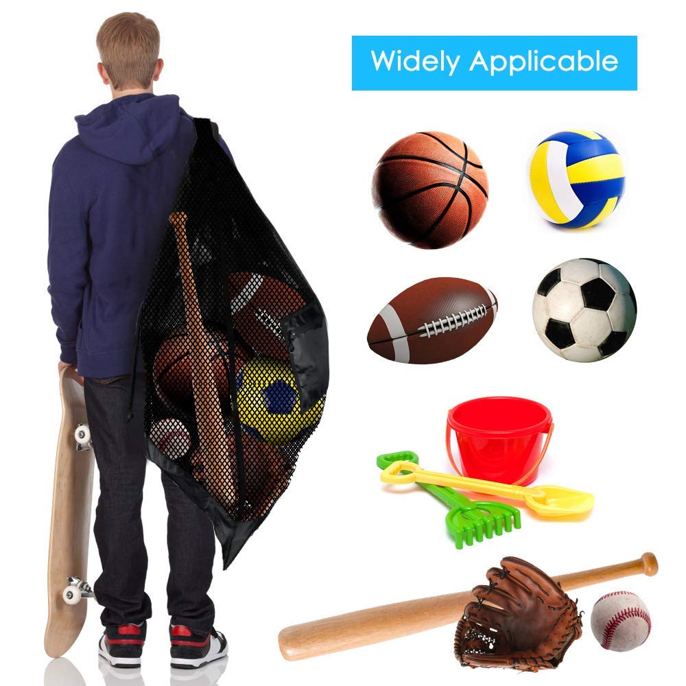 BROTOU Ball Storage Net Bags, Sports Equipment Organizer for Garage/Outdoor/Pool/Gym/Beach,Drawstring Mesh Bag for Basketball/Football/Soccer/Volleyball/Baseball/Tennis/Swimming Gear/Toys
