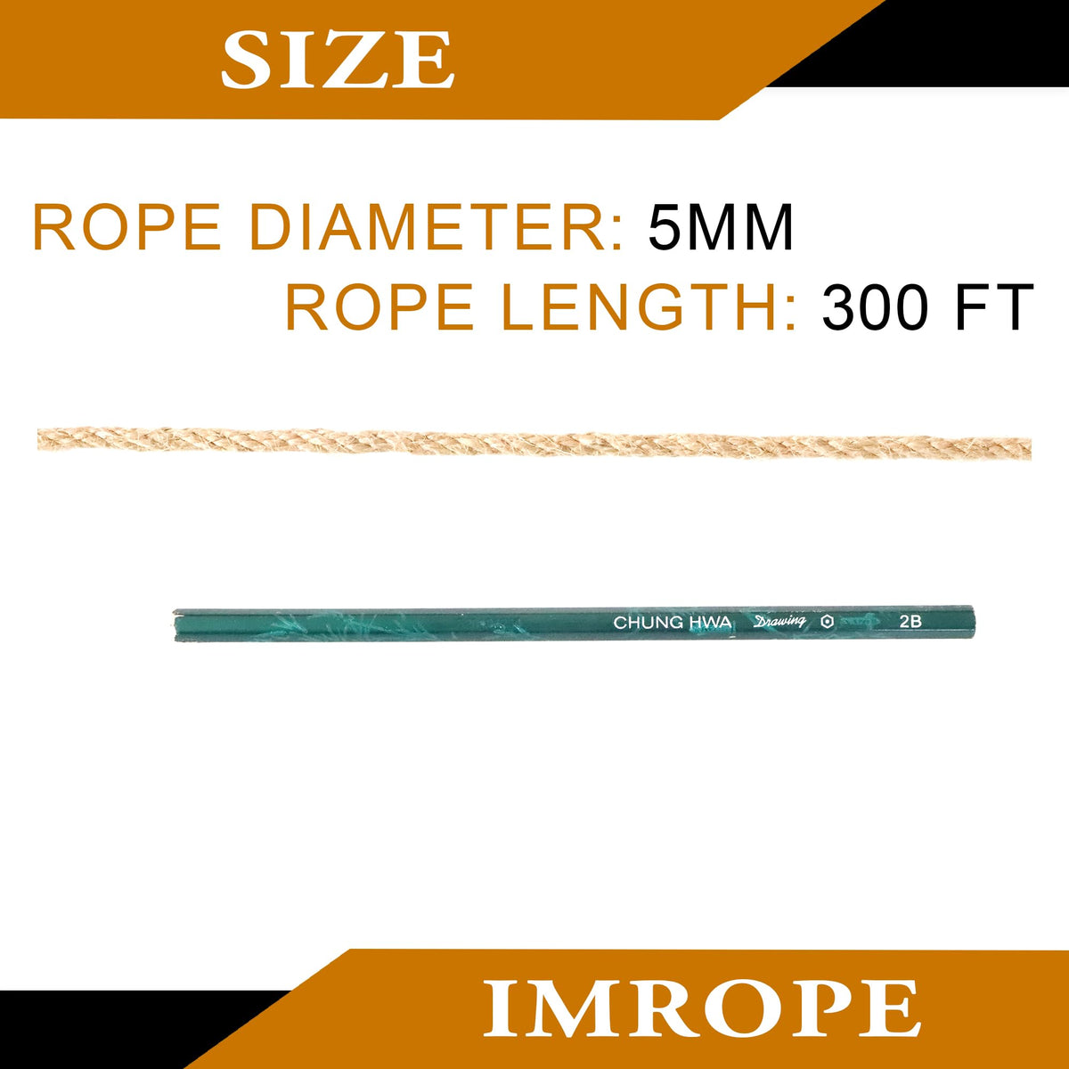 IMROPE 5mm x 300 Feet Natural Jute Rope, Twine for Gardening Tomato Climbing Plant Tie Floristry Crafts Gift Wrapping Packing Decor