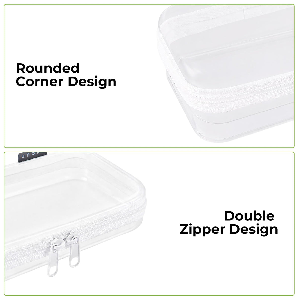 UFORU 3 Pack Clear Hard Shell Zipper Case, Heavy Duty Portable Clear Zipper Pouches, Travel Makeup Organizer & Toiletry Bag, Diaper Bag Organizer Pouches for Toys, Tech & Art Supplies, Medium