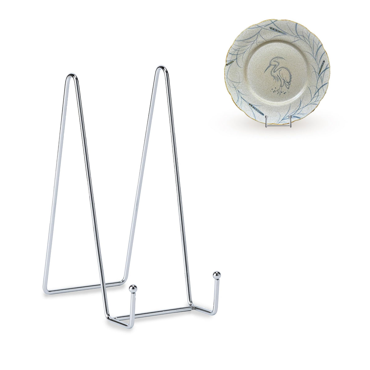 Hoewina Plate Stands for Display, Plate Holder Display Stands, Metal Frame holder stand for Book, Picture, Decorative Plate, Photo and Platter, Tabletop Art (8IN 5PCS-Silver)