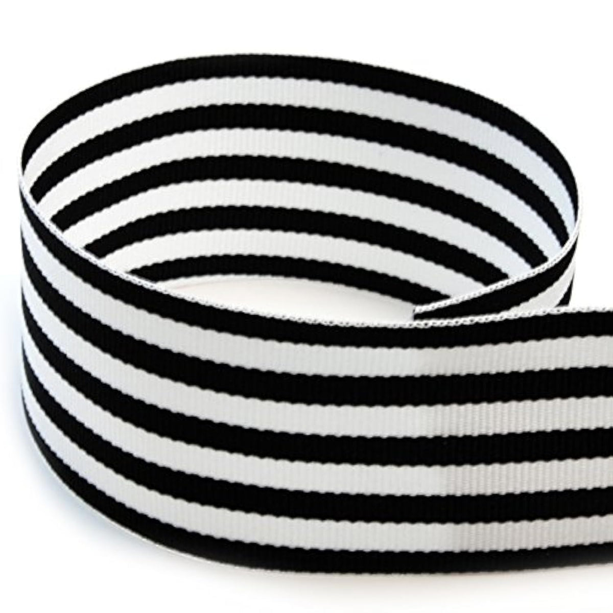 USA | American Made 1-1/2" Black & White Monarch Striped Grosgrain Ribbon - 20 Yards (Multiple Colors & Widths Available)