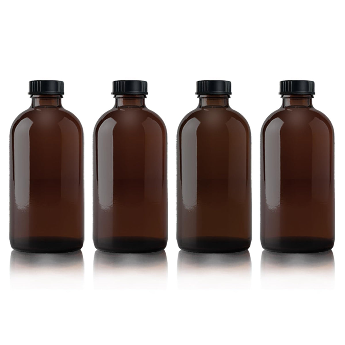 Popokeegoo 4Pcs 16 oz Amber Glass Bottle Brown Round Bottles with Caps, for Vanilla Extract Homemade, for Syrup Gift Glass Food Storage Canister Set, Sauce Beans, Essential Oil