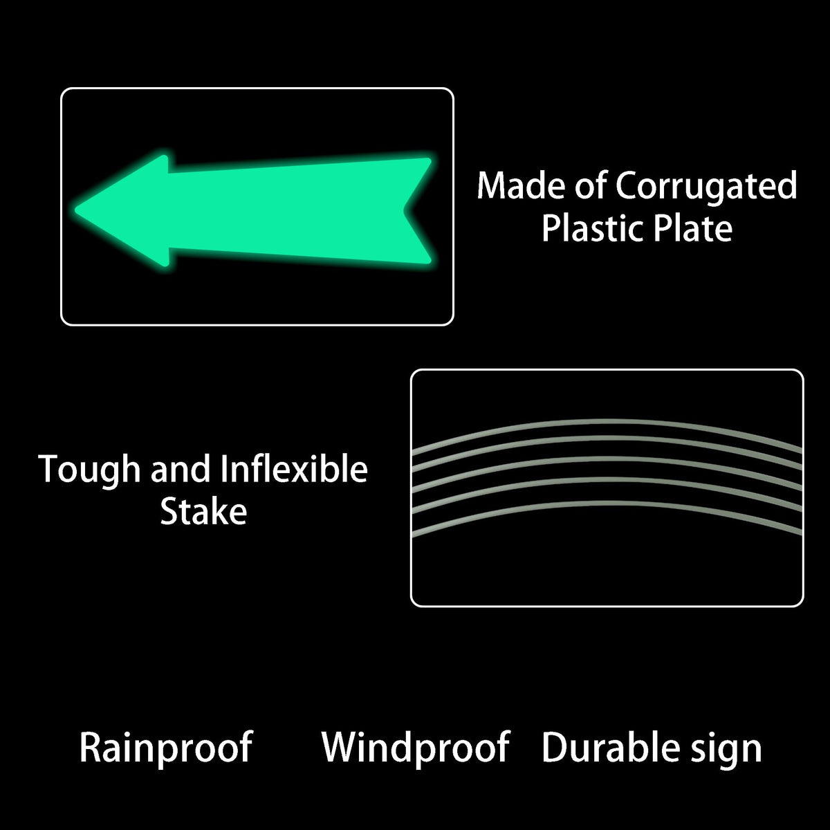 Glow in the Dark - Arrow Signs with Stakes 16 x 5 Inches,This Way Directional Arrow Yard Signs,Halloween Decorations Outdoor, Birthday Party Signs (10)