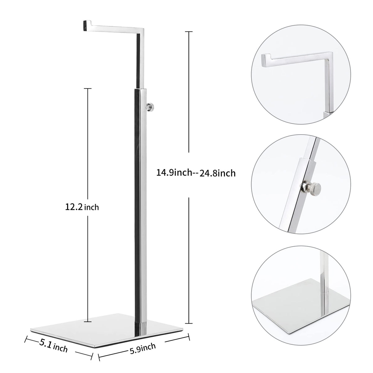 K KAIDIYIN 2 Pack Handbag Display Stands, Silver Purse Holder Display Stands, Adjustable Height Stainless Steel Hanger Rack for Retail Closet Vendors Display Luxury Bag Handbags Jewelry (RCS 50% Recycled Post-consumer Metal)