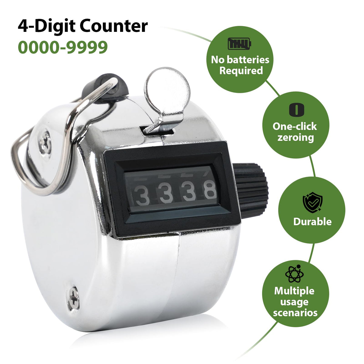 yirgnzu 3 Pack Clicker Counter, 4-Digit Metal Hand Counter clicker, Mechanical Pitch Counter, Tally Counter for Coaching, Knitting, Fishing, Lap, Golf