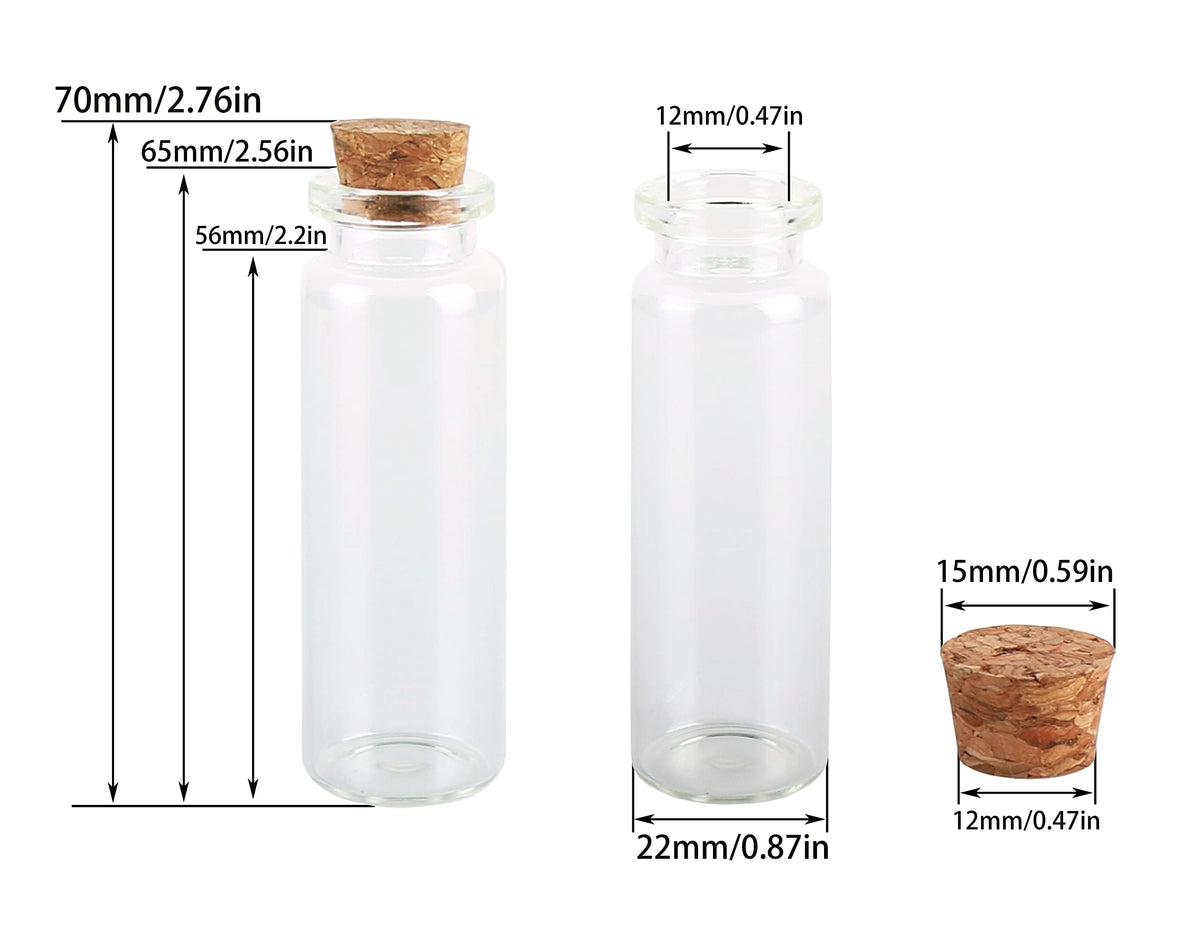MaxMau 100 Small Glass Bottles with Cork Stoppers,15ml Glass Vials Tiny Jars for Wedding Favors Party Gift Room Decoration Seed Storing Containers Art Paint Display
