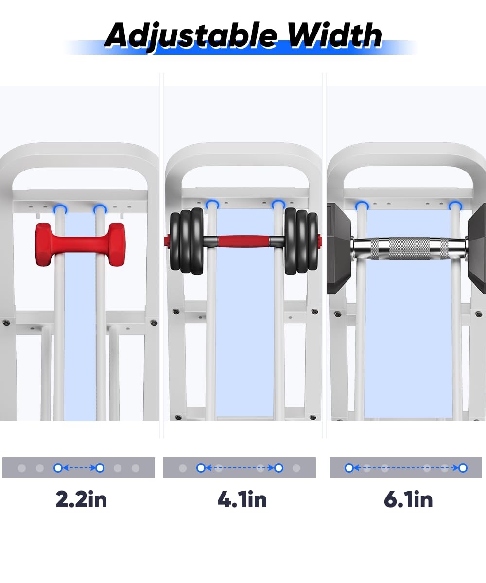 Ansionsol 3-Tier Adjustable Dumbbell Rack, Weight Storage Stand Holder for Dumbbells & Kettlebells, Heavy-Duty Home Gym Organizer with 6 Hook for Home Gym Equipment Accessories, White(Rack Only)