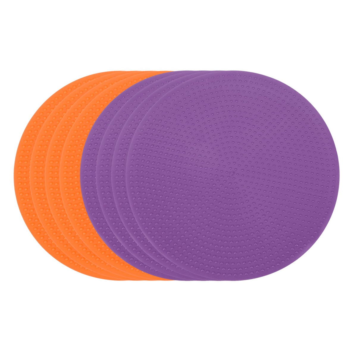 PATIKIL Spot Markers 4 Inch, 6 Pcs Non-Slip Floor Dots Agility Markers Flat Field Cones Poly Dots for Gym PE Speed Training Dance Soccer Basketball Sports, Orange/Purple