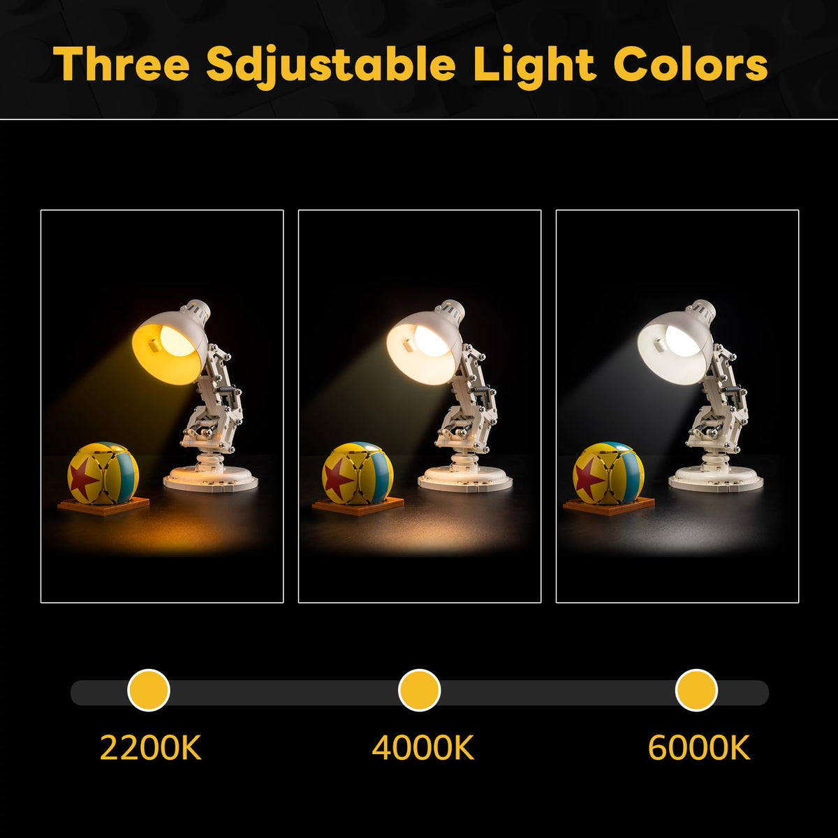 Kyglaring LED Light Kit Compatible with Lego Pixar Luxo Jr 21357 Building Blocks, Upgraded Touch Control & Dimming, Lighting Accessories for Lego Pixar Lamp Model Set, Lights Only