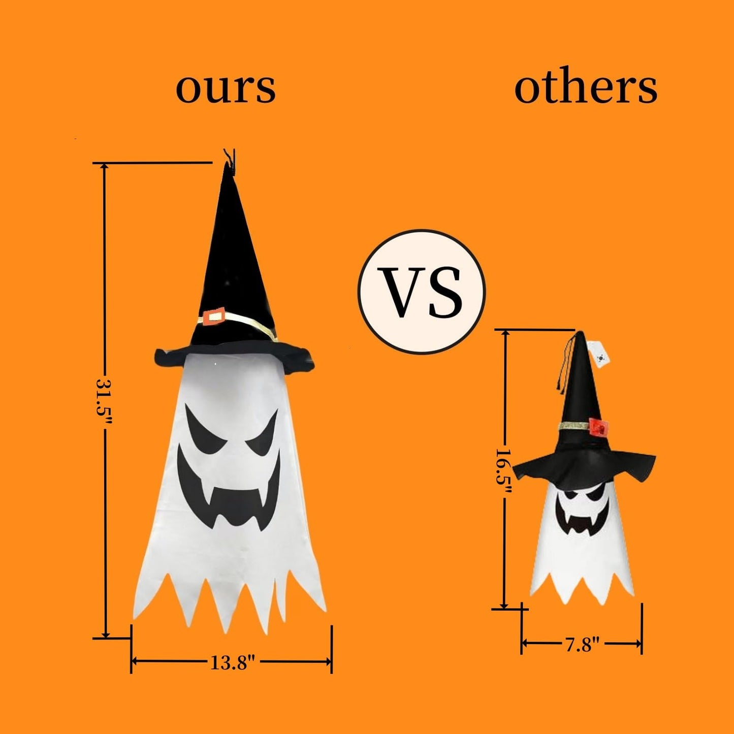 31.5" (3Pcs) Halloween Decorations Outdoor Indoor Hanging Ghosts Witch Hat, Glowing Witch Hat Halloween Ghost Decor for Room,Yard,Garden,Tree,Eaves,Party