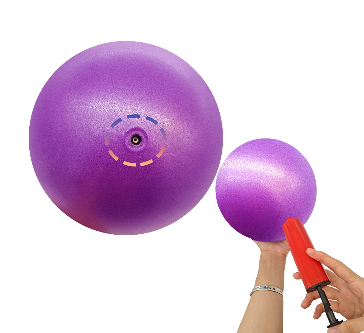 XIECCX 9 Inch Mini Exercise Pilates Yoga Balls Therapy Balance Micropore Ball Barre Equipment for Home Stability Physical Core Training with Pump(5 PCS)
