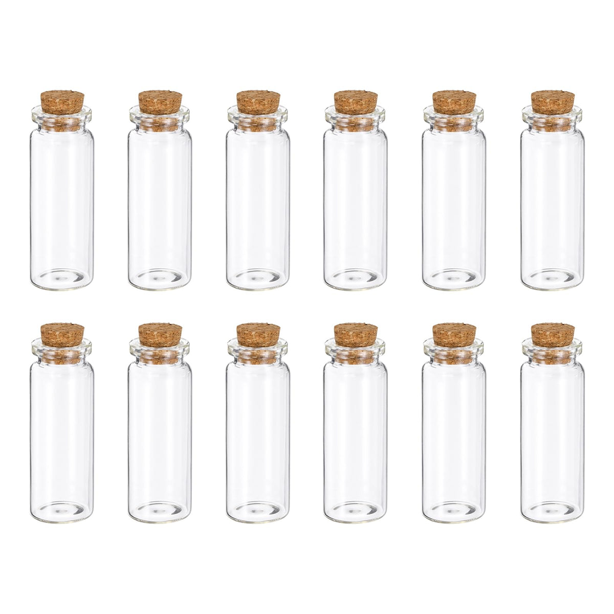 uxcell 12Pcs Glass Vials Small Bottles, 12ml DIY Decoration Glass Jars with Cork Stopper for Crafts Art Craft Sample Bottle Storing Beads Wedding Favors Decorations