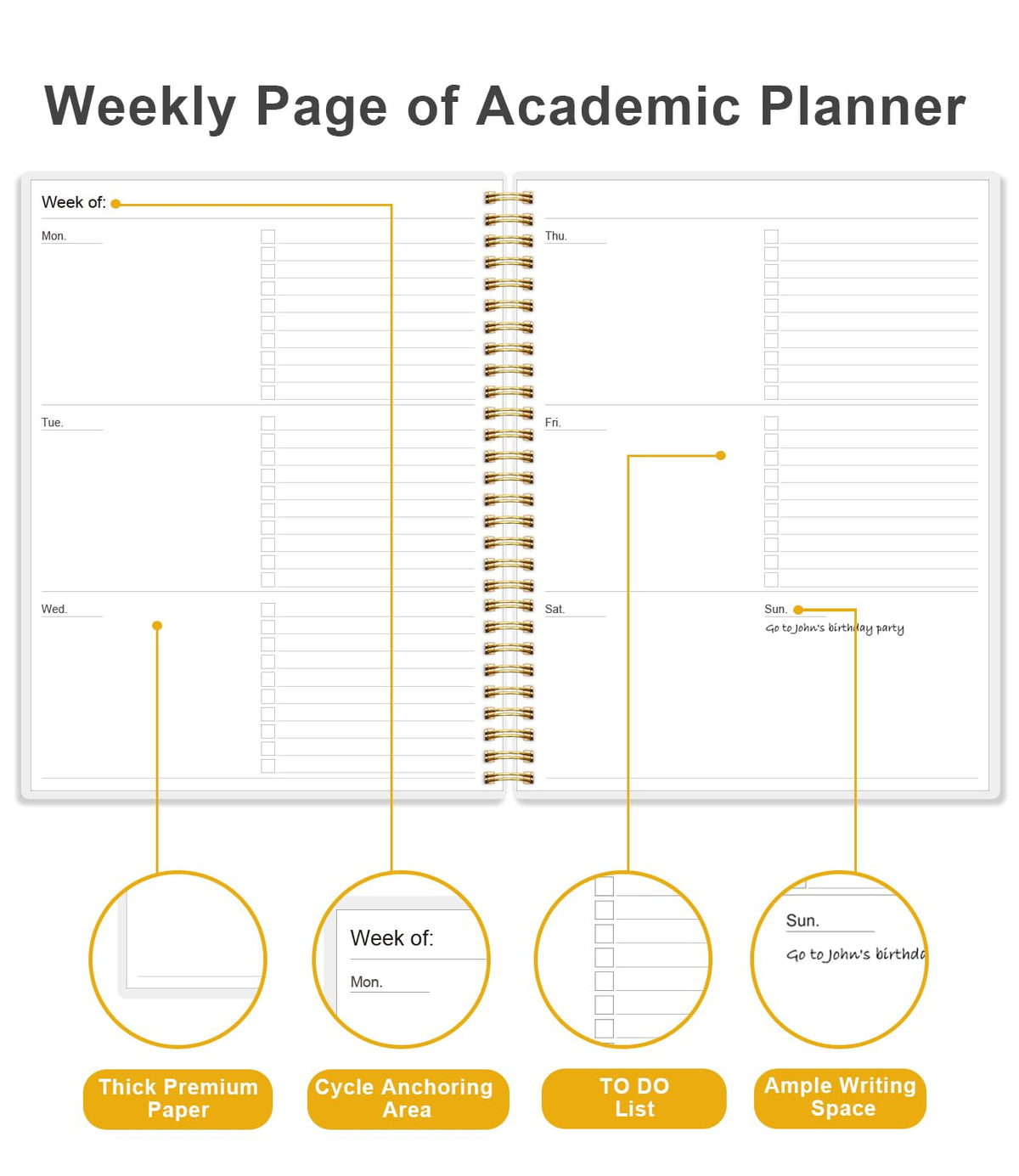 Academic Planner for 2026-2027 or Anytime - Undated Weekly Student Planner For Homeschool, High School, College & Nursing Students, 200 Pages, 8.5" x 11", Black