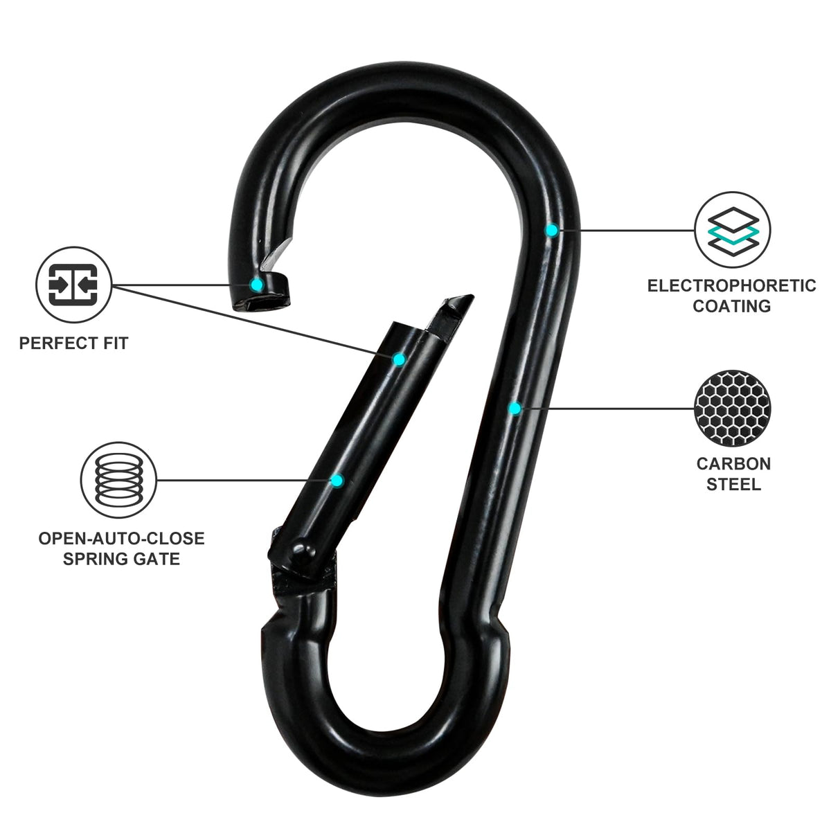 Small Carabiner Clip Hook, 1.57 inch 10 pcs Black Heavy Duty Spring Snap Hook Key Chain, Carabiners Clips for Outdoor Camping, Swing Set, Hammock, Hiking Travel, Fishing, Quick Link Keychain