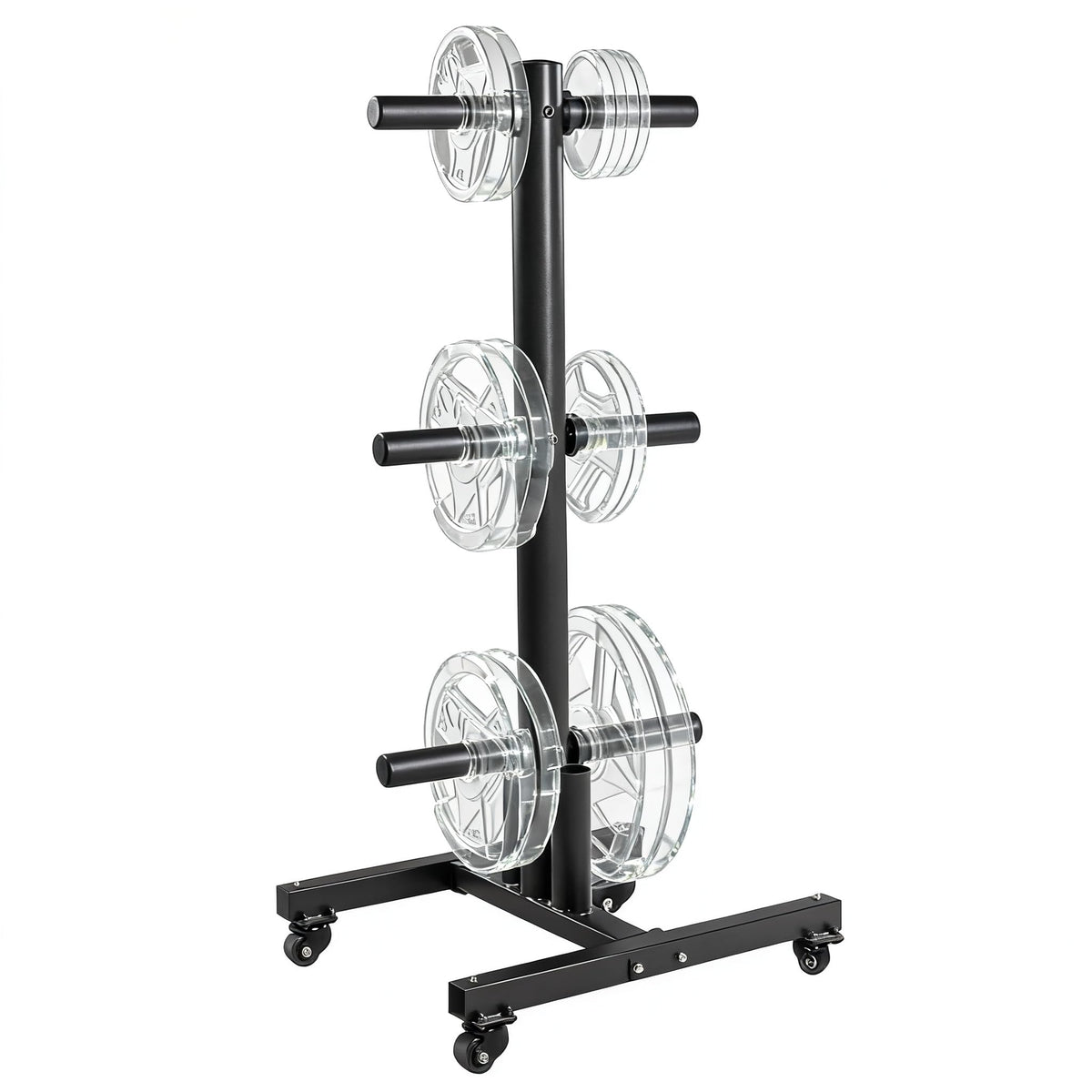 Fitvids 2-Inch Olympic Weight Plate Tree, Square w/Wheels, Black
