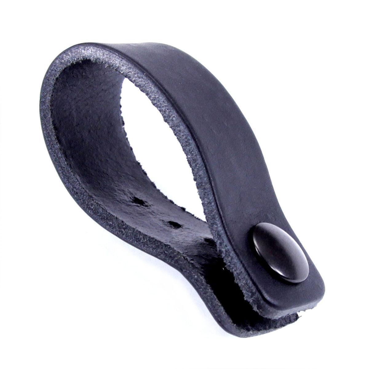 IWB Belt Loop - (8-9oz Leather) - Black w/Black Pull-The-Dot Snap & Mounting Hardware - 6.0 x 0.875 Inches - for IWB Holster Carry - (Fit 1.25-2.00 Inch Belts (Adjustable)