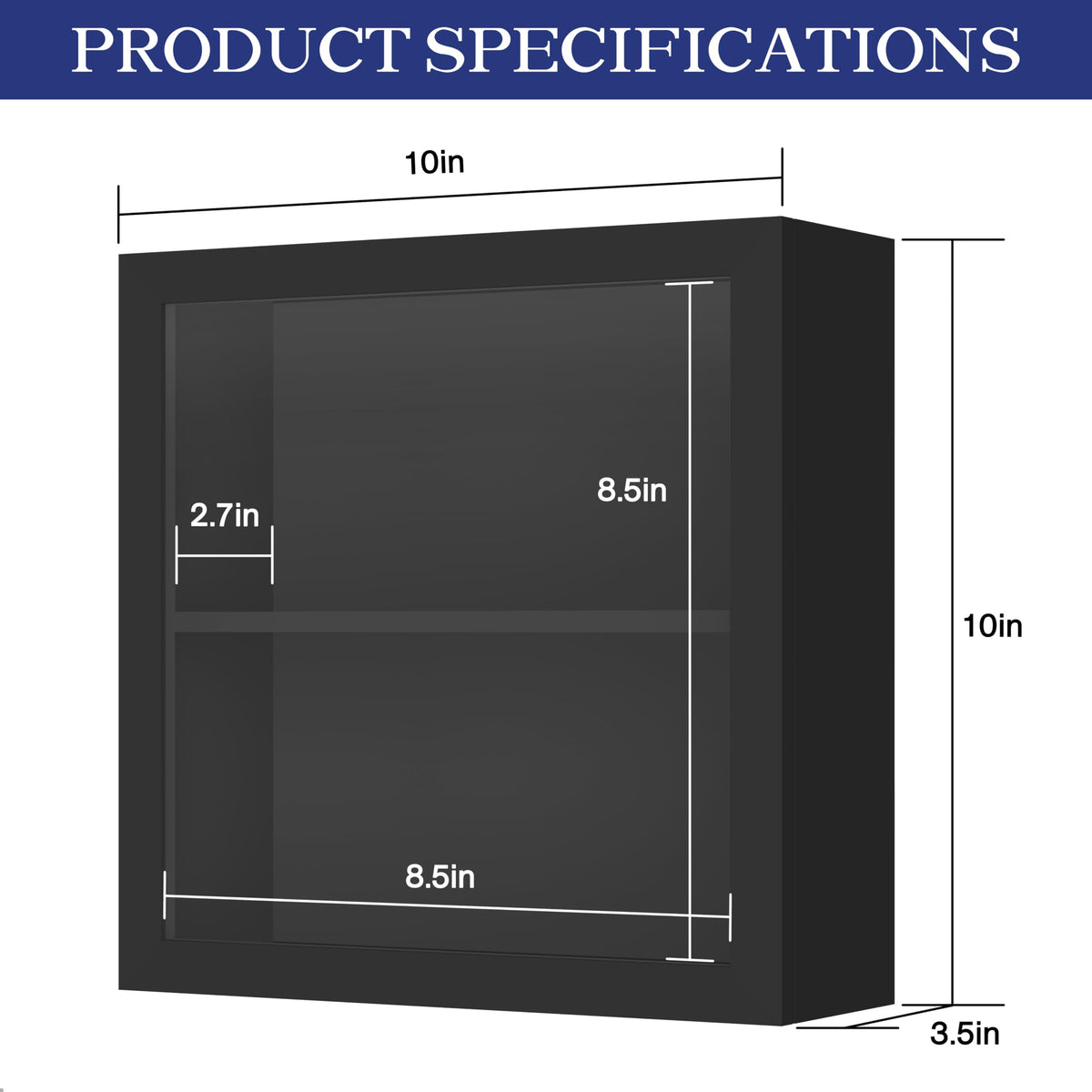An&He 10x10 Shadow Box Frame Engineered Wood | with a 2.7" Usable Display Depth | Includes Acid-Free Backing Board, UV Resistant Acrylic, and Hanging Hardware-Black