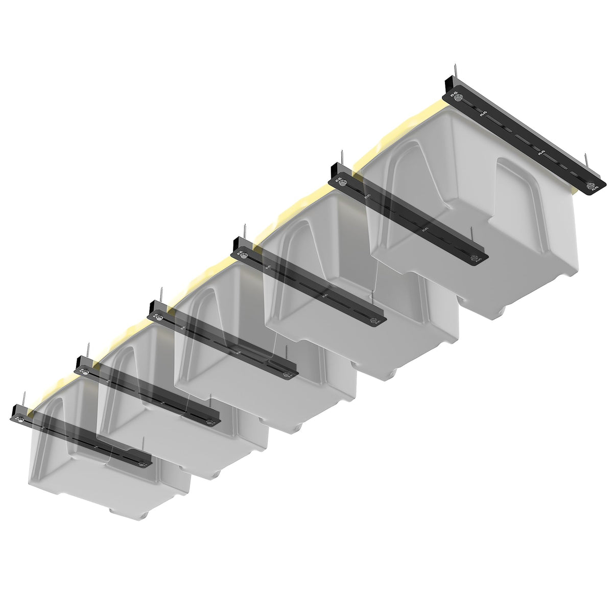 TORACK Garage Ceiling Bin Storage Rack, Adjustable Heavy Duty Overhead Tote Storage Rail System(for 5 Bins, Bins are not included)