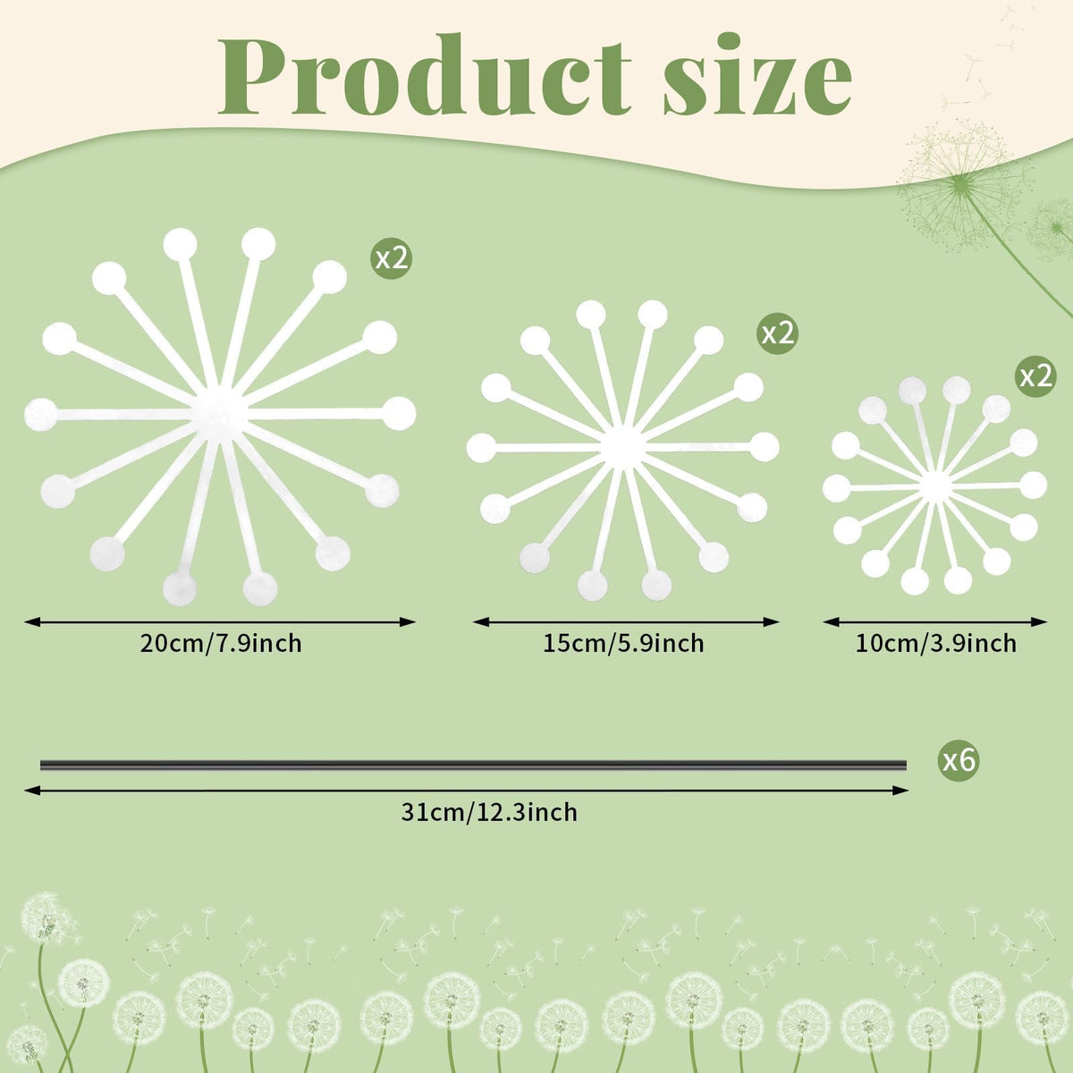 6Pcs Raw Dandelion Creativity Iron Art with Flower Stems Dandelions Garden Stake Metal Flower Pots Lawn Decor for Parents Gift Wedding Outdoor Furniture Home Yard Farm Courtyard Decoration