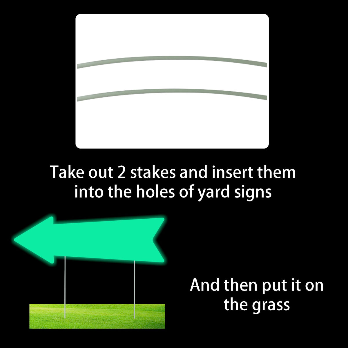 Glow in the Dark - Arrow Signs with Stakes 16 x 5 Inches,This Way Directional Arrow Yard Signs,Halloween Decorations Outdoor, Birthday Party Signs (10)