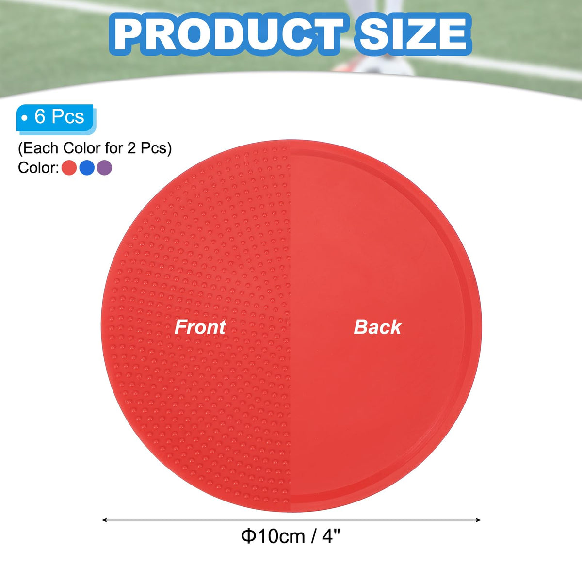PATIKIL Spot Markers 4 Inch, 6 Pcs Non-Slip Floor Dots Agility Markers Flat Field Cones Poly Dots for Gym PE Speed Training Dance Soccer Basketball Sports, Red/Blue/Purple