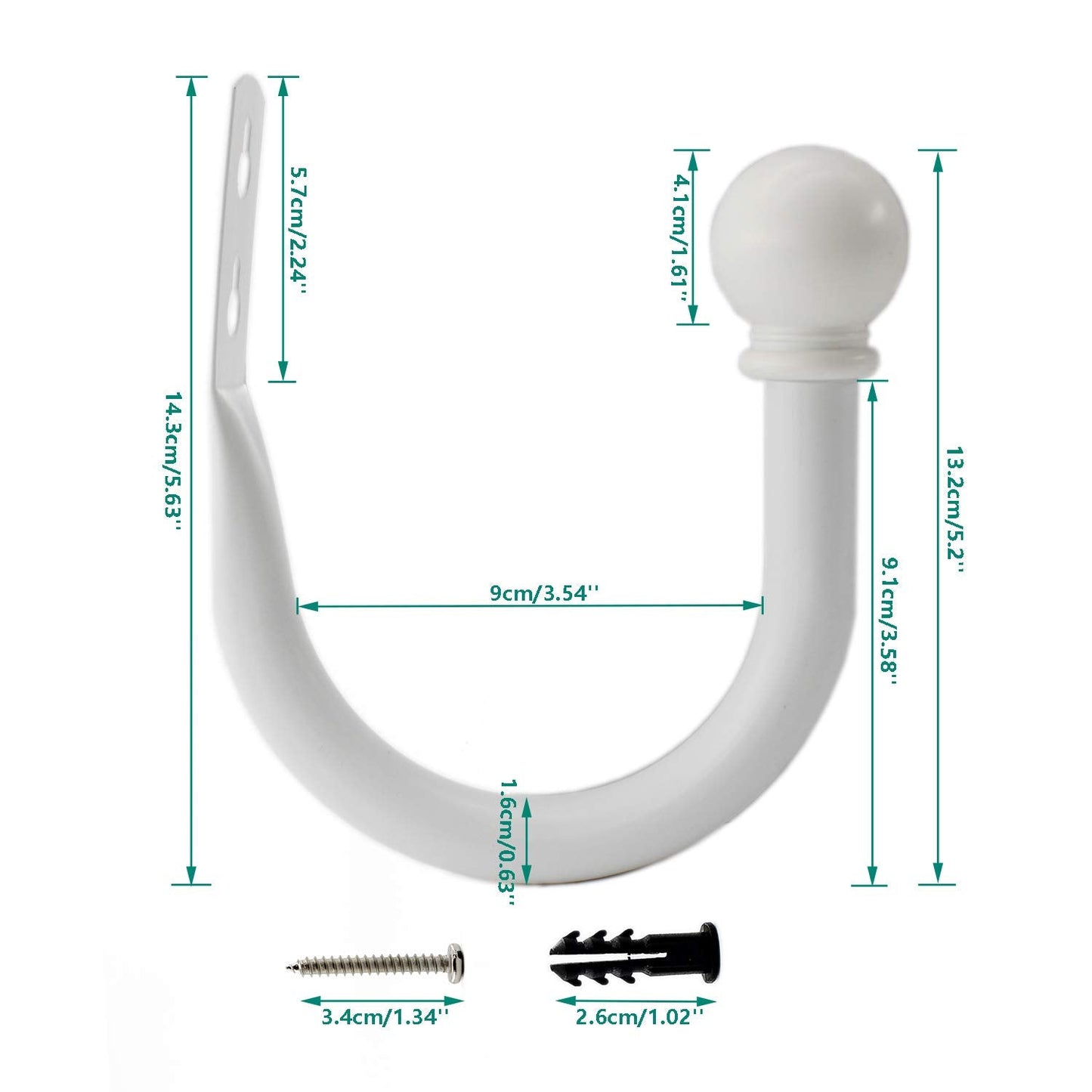 Decorative Curtain Holdbacks,ULIFESTAR Wall Mounted Window Drapery Tiebacks Hooks Drape Holdbacks Holders for Bedroom,Livingroom,Office with Installation Screws (White)