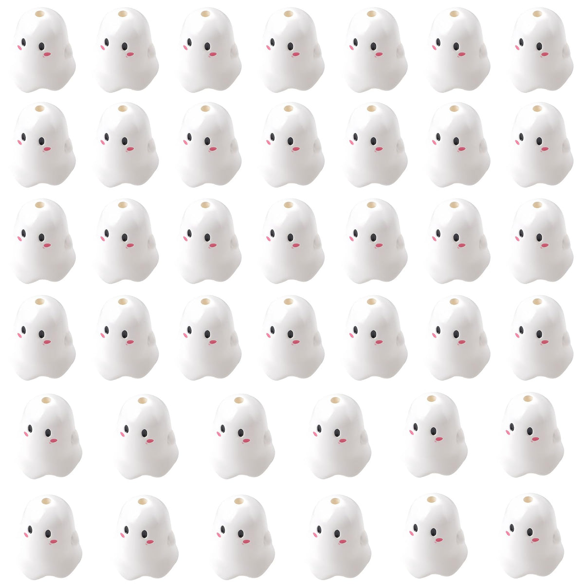 40 Pcs Halloween Ghost Beads Bulk, Cute Cartoon Acrylic Spooky Shaped Focal Beads for Jewelry Making Pens Bracelets Craft Supplies