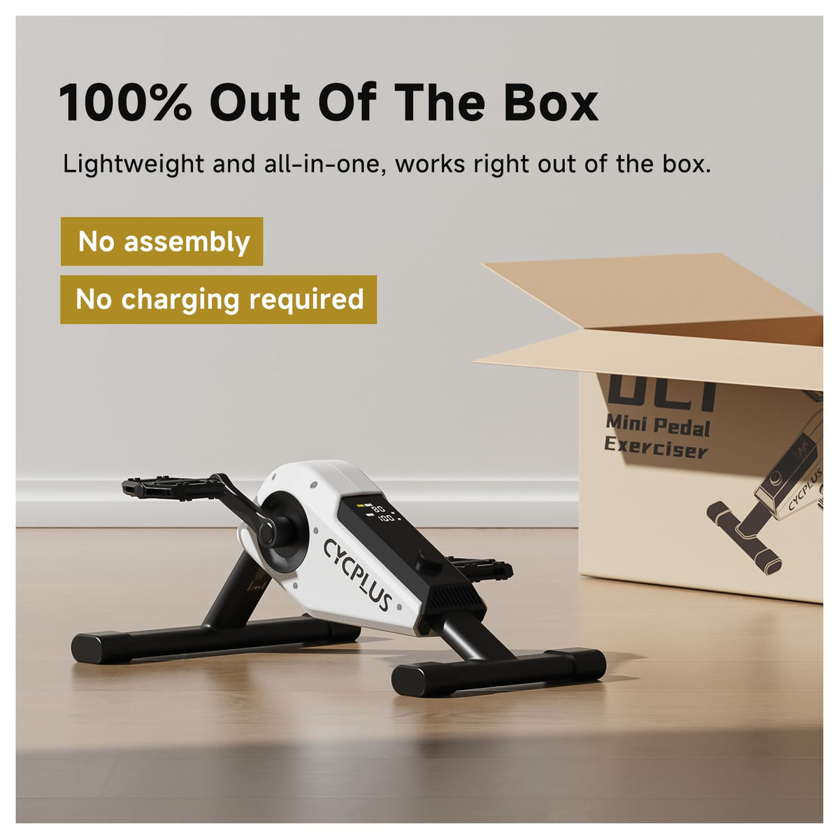 CYCPLUS DC1 Mini Pedal Exerciser, Self-Powered 160W Brushless Motor, ERG Mode & App Sync, Ultra-Quiet Magnetic Resistance, Compact for Office/Home (10.6lb, 0.18㎡ Space-Saving)
