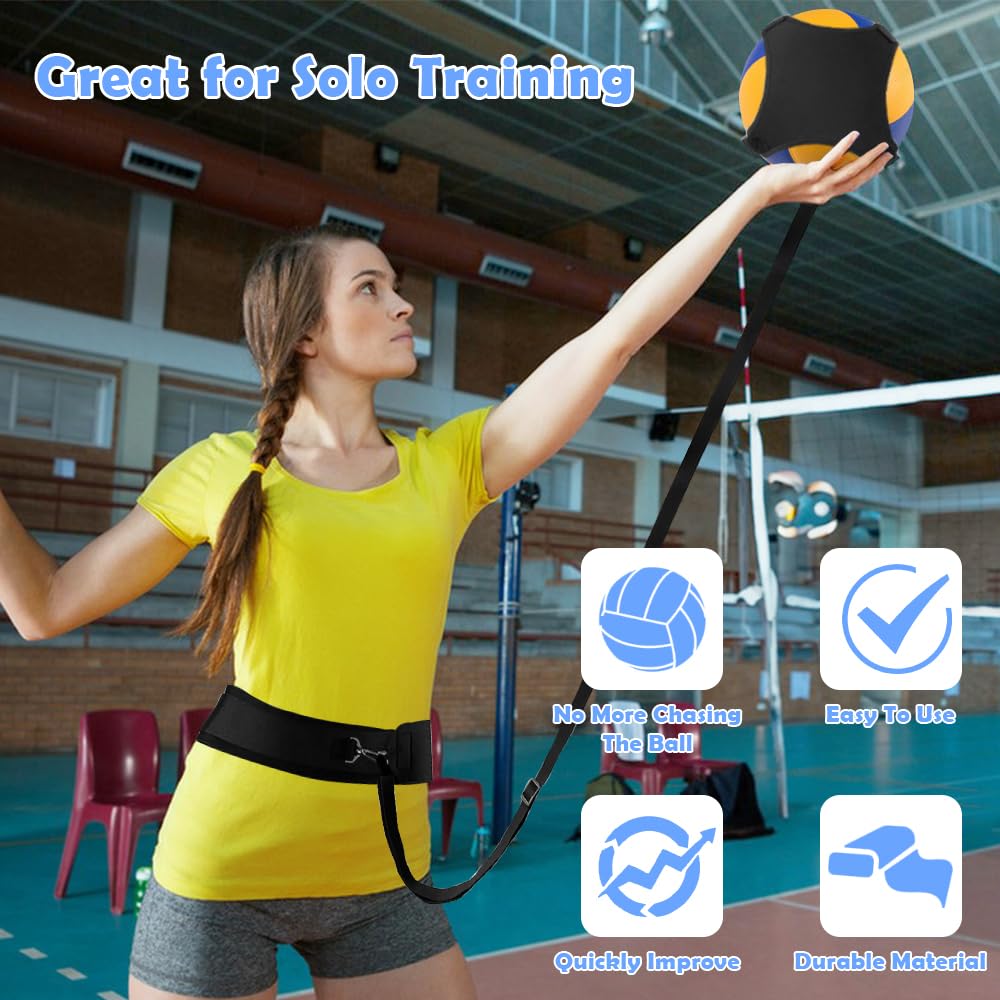 ENERACES Solo Volleyball Trainer Pro Kit with Rebounder – All-in-One Volleyball Training Equipment for Serving, Spiking & Setting Practice, Youth & Teen Practice Gift with Stickers & Bracelet