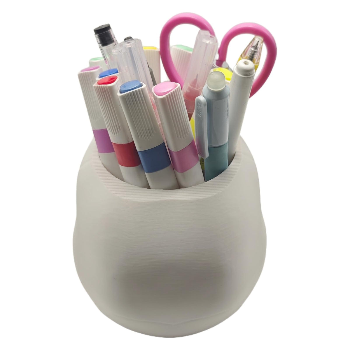 3D Printed Skull Pen Pencil Holder, Makeup Brush Holder, Vanty Desk Office Organzer Goth Decorations Gothic Skulls & Bones Large Capacity Organizer (White)