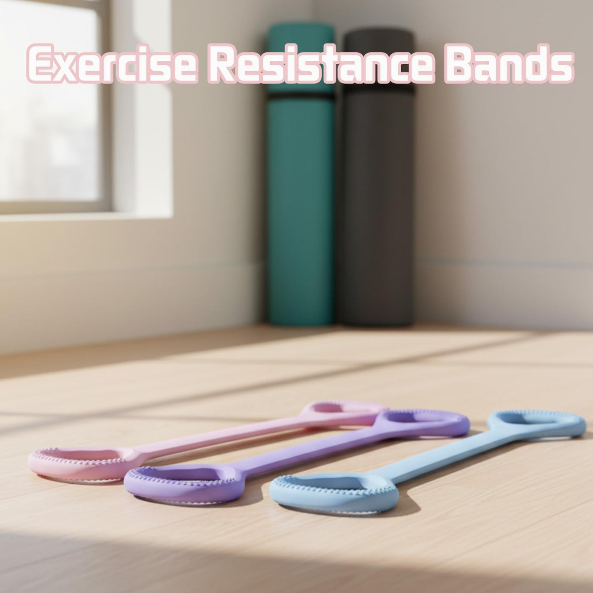 Figure 8 Fitness Resistance Band, Exercise Resistance Bands for Women, Resistance Bands with Handles for Arms, Back, Shoulders, Legs and HIPS Working Out (Blue)