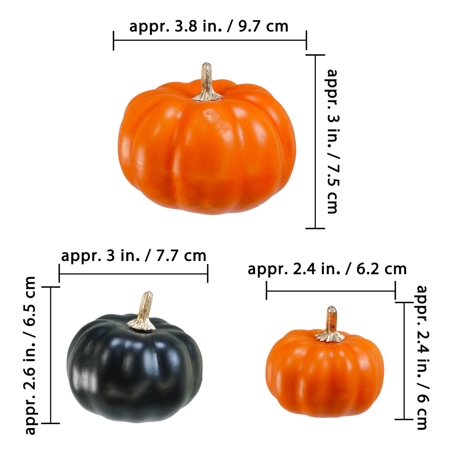 Winlyn 12 Pcs Artificial Orange & Black Pumpkins - Small Decorative Fall Pumpkins for Autumn Harvest, Thanksgiving, Home Party, Wedding Centerpiece, Table Mantel