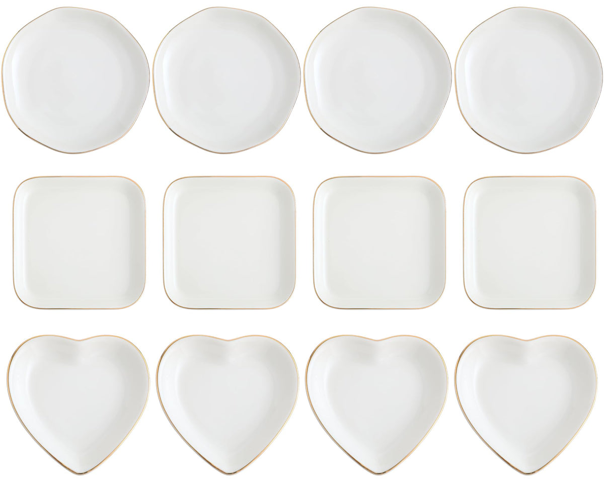 Shappy 12 Pcs Ceramic Jewelry Tray 4.5 in Ring Dish Bulk Decorative Trinket Dish for Bridal Shower Weddings Birthdays Gifts