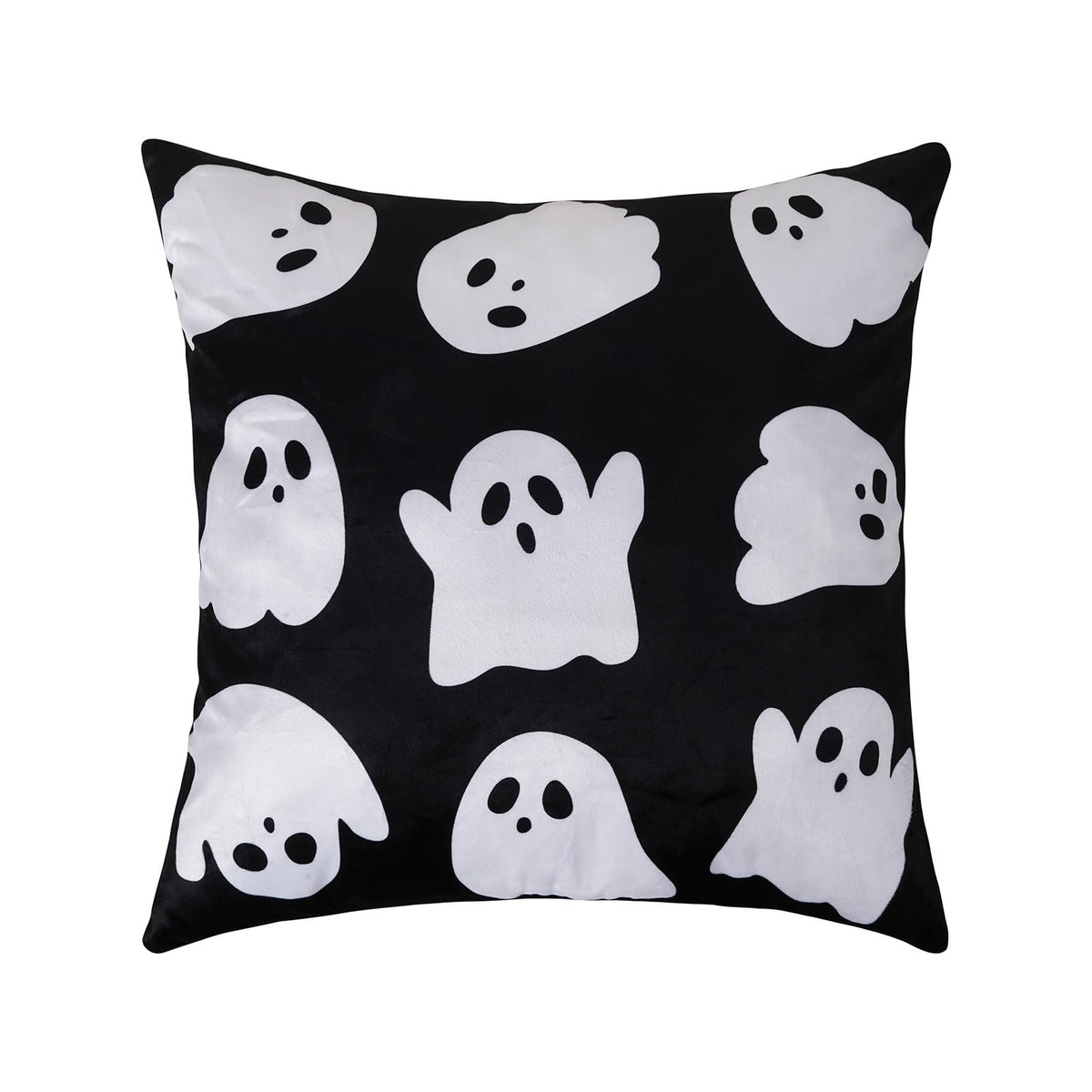 JASEN Halloween Ghost Pillow Covers 18x18 Inch Soft Faux Fur Decorative Pillowcases for Sofa Couch Bed Living Room Home Decor Set of 2