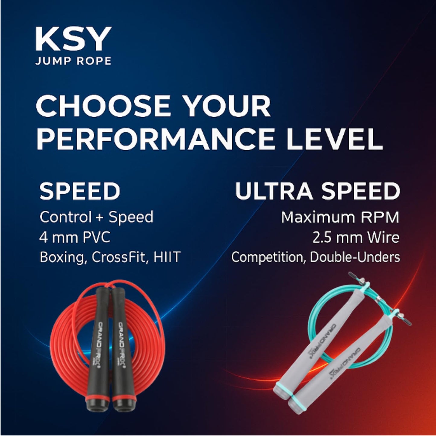 Grand Prix Ultra Speed Light Wire Jump Rope (S-707, Sky Blue) – Professional Steel Wire Speed Rope for Boxing, CrossFit & HIIT – Adjustable Jump Rope with Precision Bearings – Made in Korea