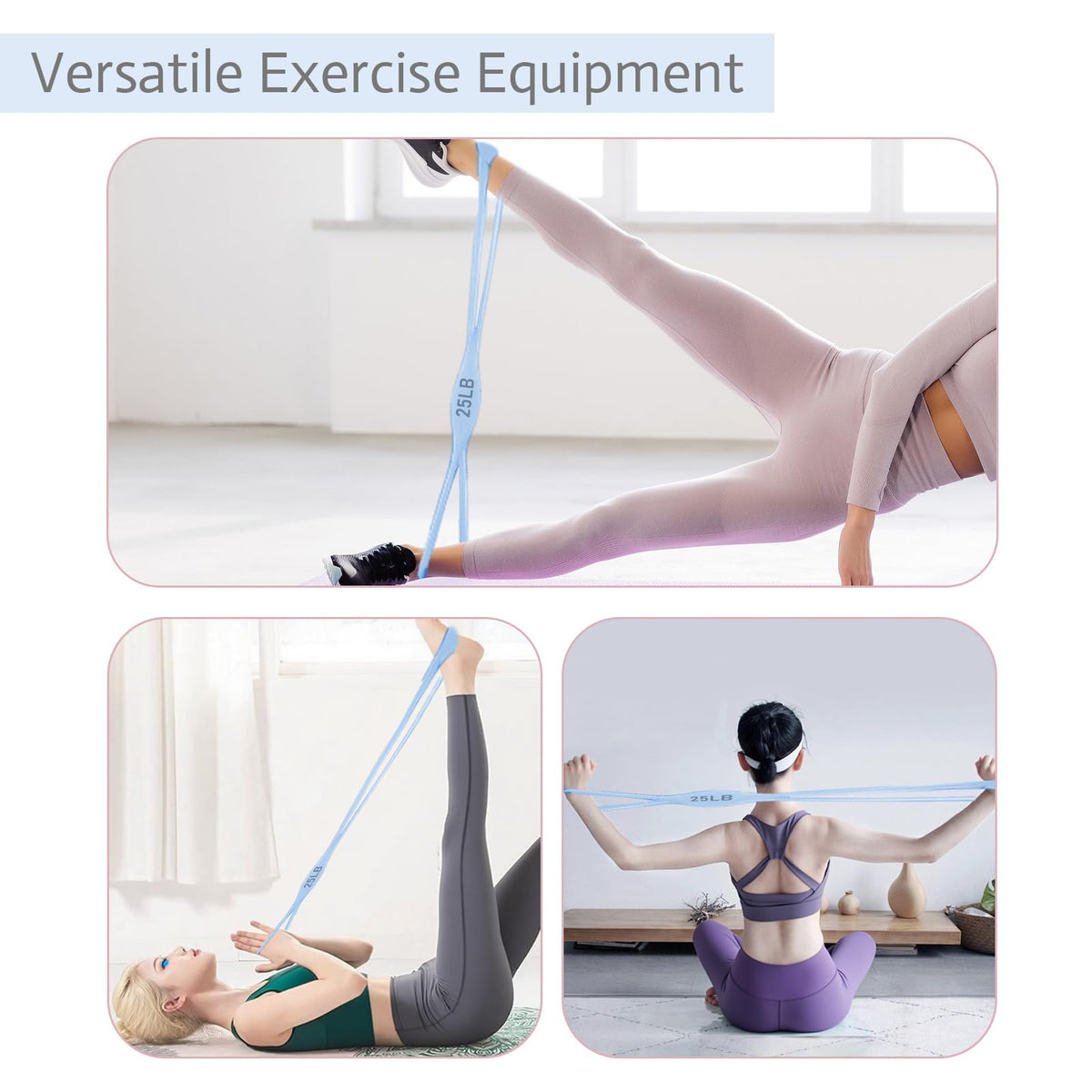 Figure 8 Resistance Bands for Women & Men – 25-Pound Silicone Pull Rope for Leg, Shoulder, Back & Arm Workout, Strength Training, Physical Therapy, Home Gym