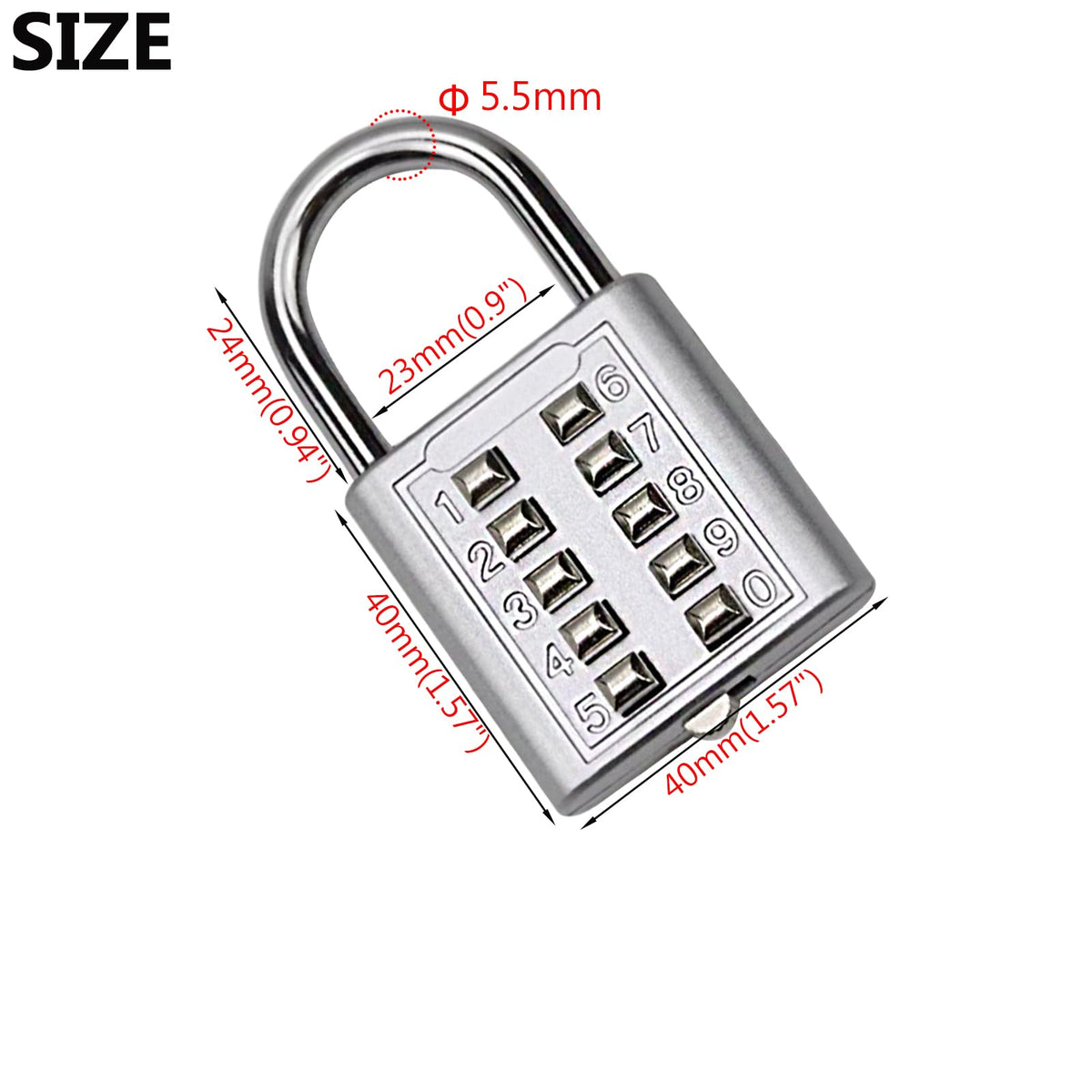 Li-TianFeng 2Pcs 10-Digit Combination Padlock Push Button Lock for Locker Gym, Case, Drawer, Toolbox (silver-2pcs)