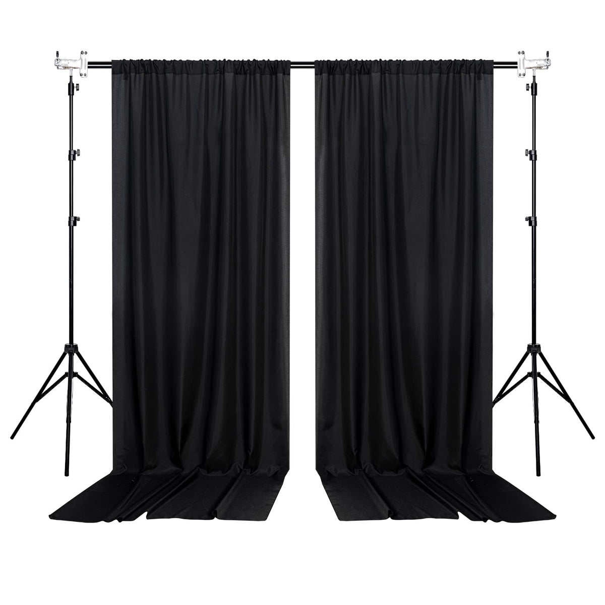Black Backdrop Curtain for Party, Halloween Backdrop Rod Pocket Photo Drapes Panels Fabric Curtain Backdrop Black Birthday Party Decor for Boys Teens Men,5ft x 7ft, 2 Panels