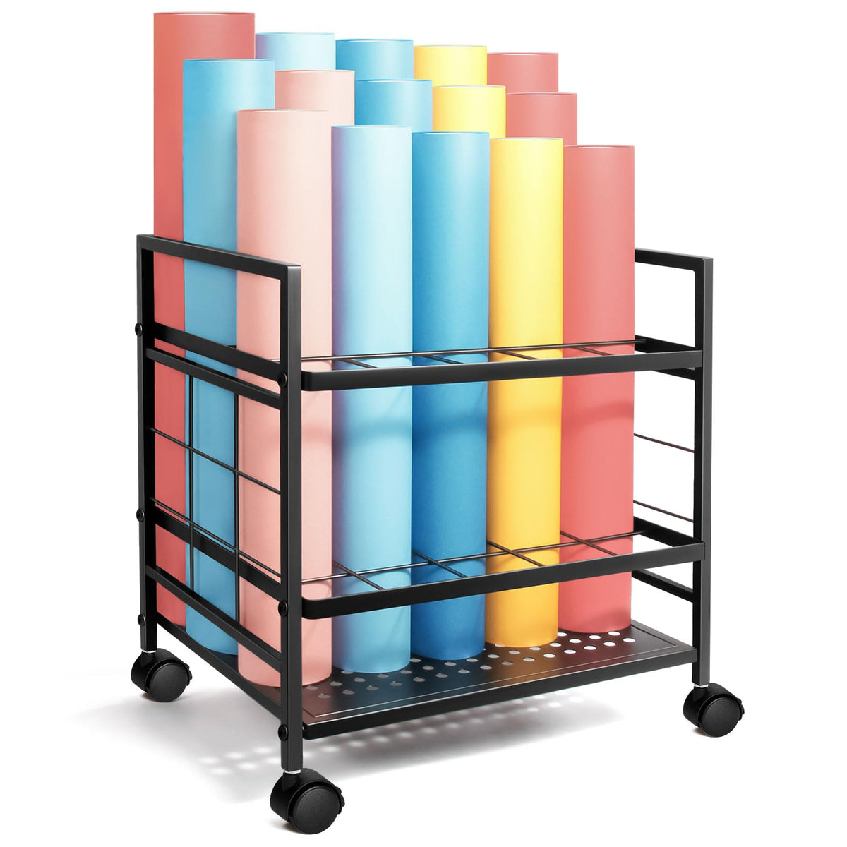 SZSJA Blueprint Holder with Wheels, 20 Slots Blueprint Storage Rack, Blueprint Cart for Storing Map Poster Architectural Plan, Blue Print Storage Organizer for Home, Office, School