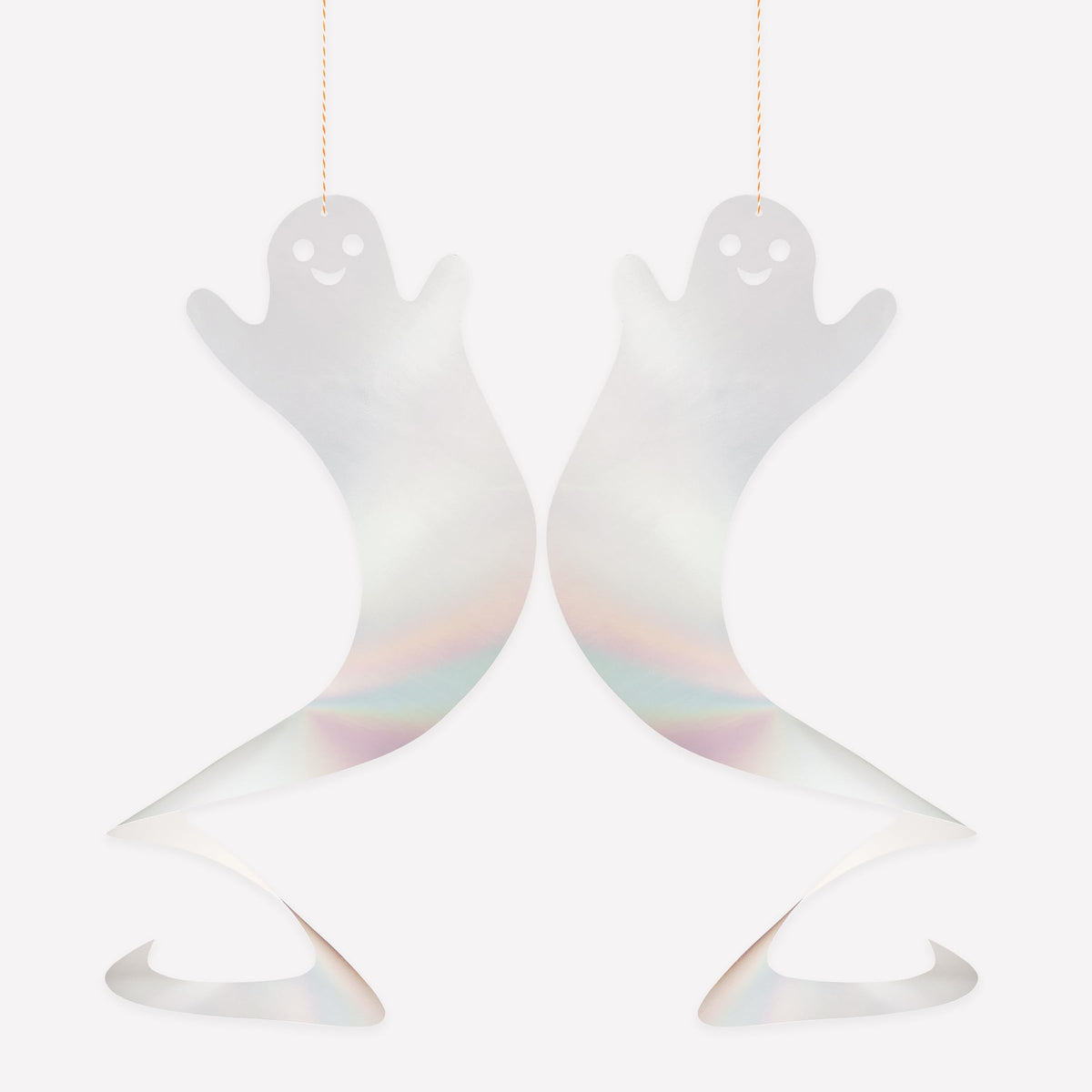 Meri Meri Halloween Spinning Ghost Hanging Decorations (Pack of 10), 20" Tall, Includes Hanging Twine, Easy to Hang, Double Sided Silver Foil Halloween Party Decorations