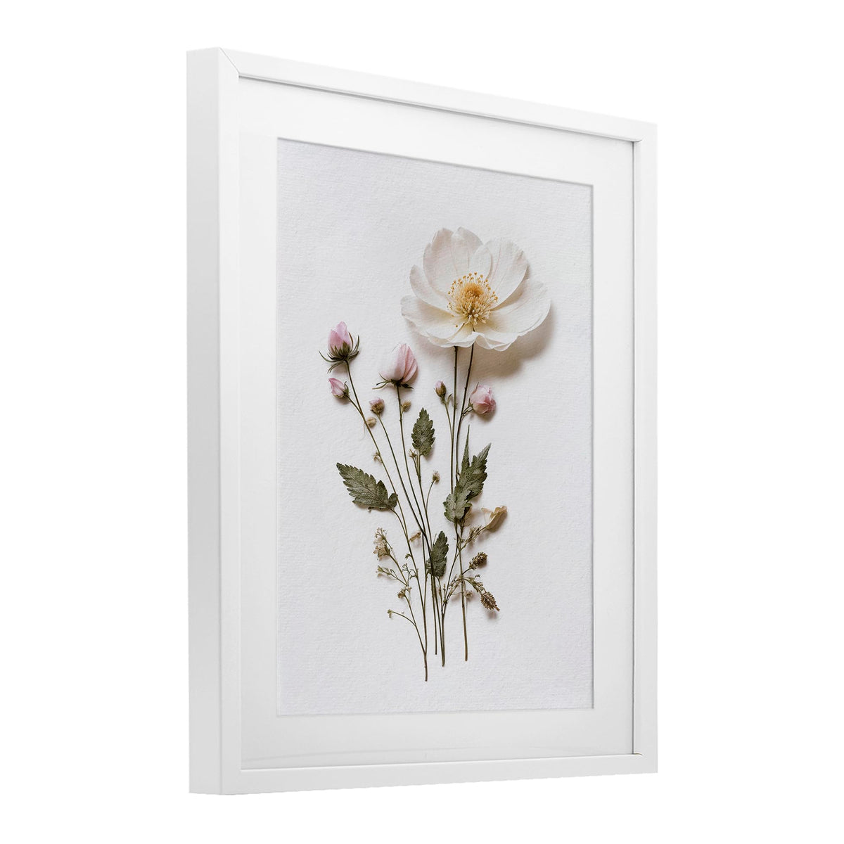 Stupell Industries Simple Pressed Flowers Gray Framed Print Under Glass, design by Lettered and Lined, 16 x 13