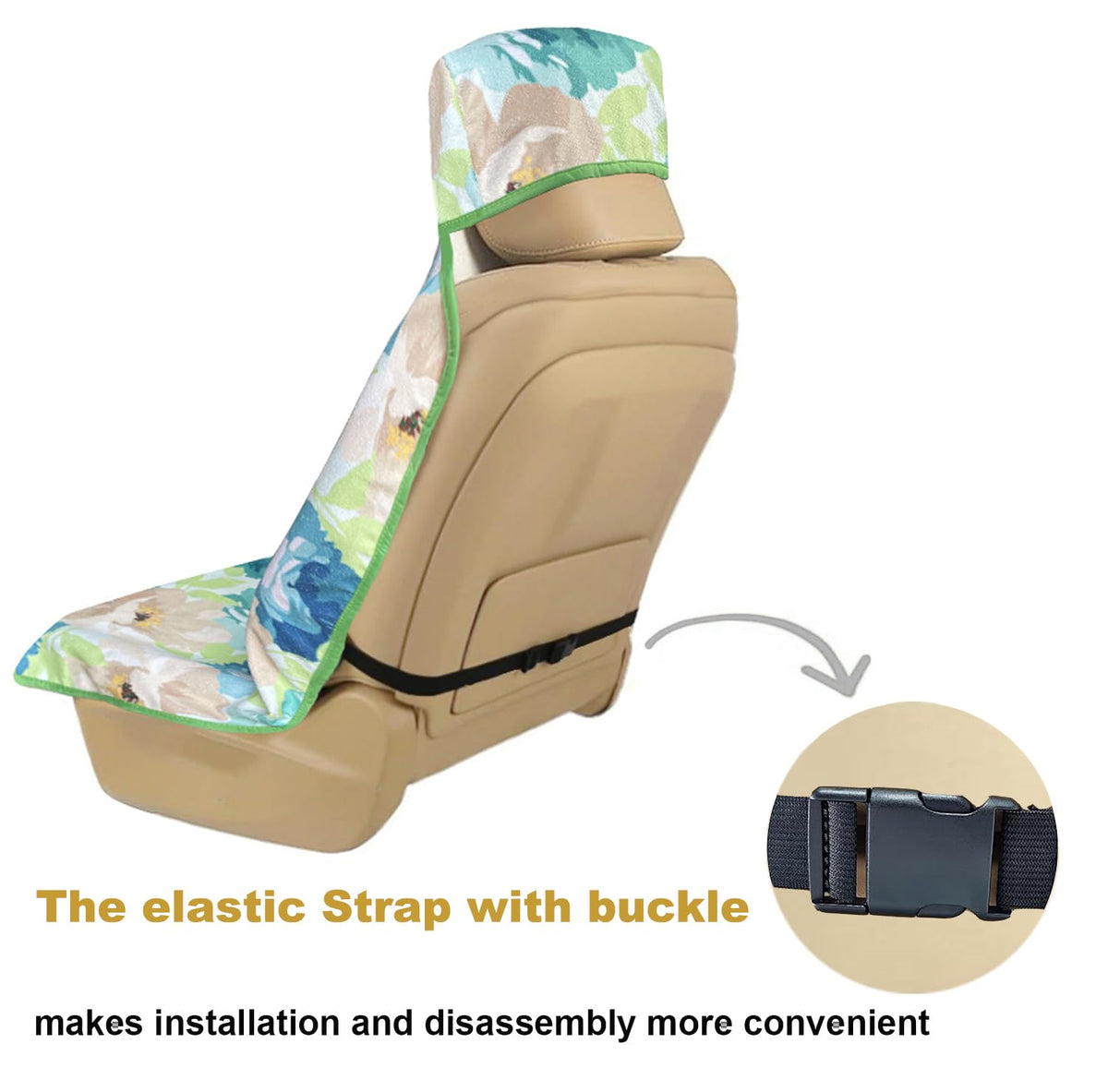 AOTOTON Waterproof Stain Resistant Towel Car Seat Cover，Universal Non-Slip for Car, Truck, SUV, Van Seat for Gym Workout,Swimming,Beach and Workout Outdoor ， Machine Washable (2pcs Flower)