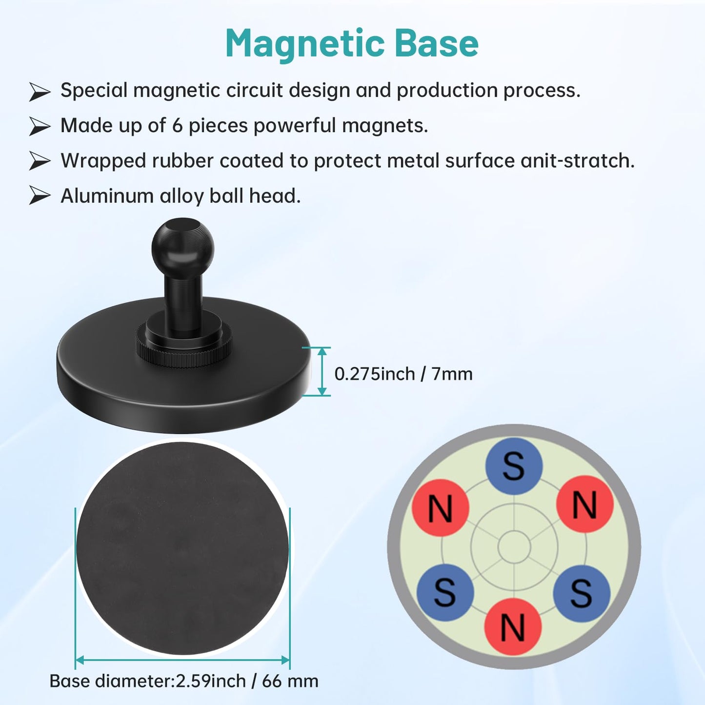 Mippko Magnetic Tablet Holder Fridge iPad Mount for Vehicle/Cabinet/Metal Shelf/Whiteboard,Strong Magnetic Base Stand Attracts Metal Surface,Compatible with 4.7~12.9" iPad/Nexus/e-Reader/iPhone