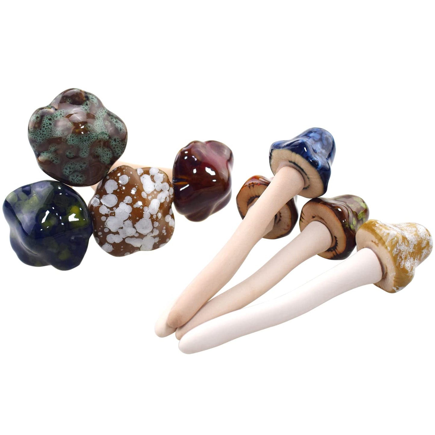 8PCS Ceramic Mushroom Garden Pot Decoration Mushroom Figurine Indoor and Outdoor Flowerpot Decoration Lawn Tree Ornaments Pottery