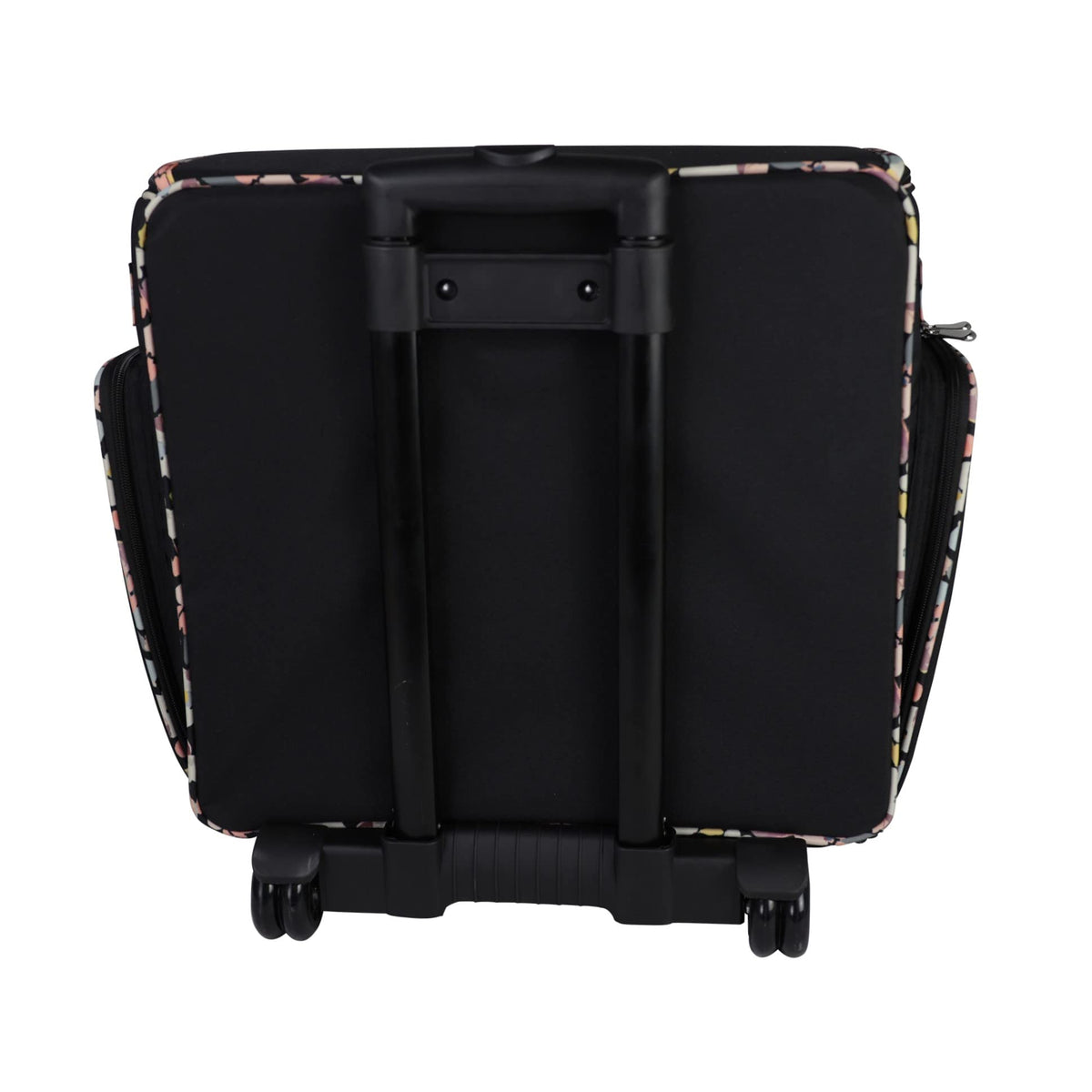 Everything Mary Rolling Craft Bag – Collapsible Black Tote with Floral Trim & Wheels – Scrapbook Organizer for Sewing, Art & Travel – Stylish, Durable, and Easy to Store