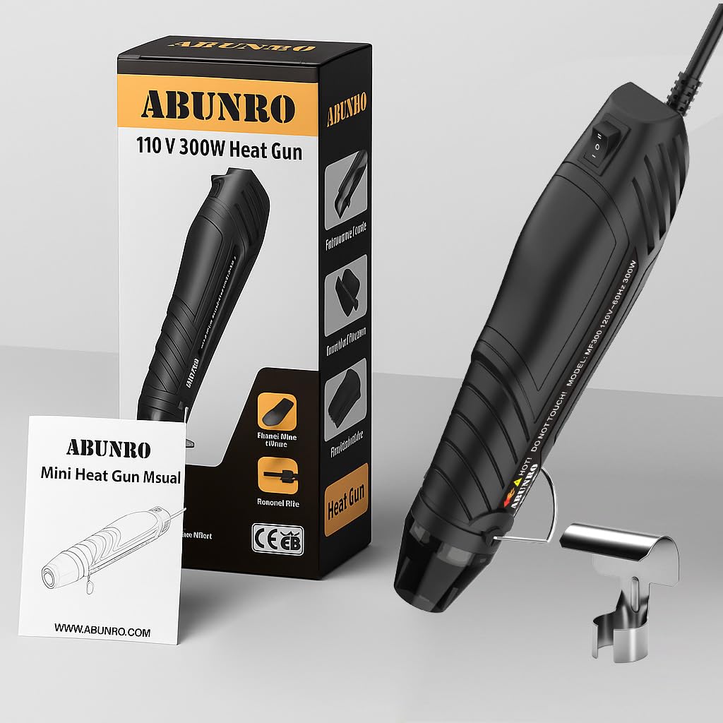 Heat Gun, Uptdae Version 110V 300W Mini Handheld Hot Air Gun with 6.6ft Cable, Portable Heat Gun For Crafting, Embossing, Shrink Wrapping PVC, Drying Paint, Clay, Rubber Stamp